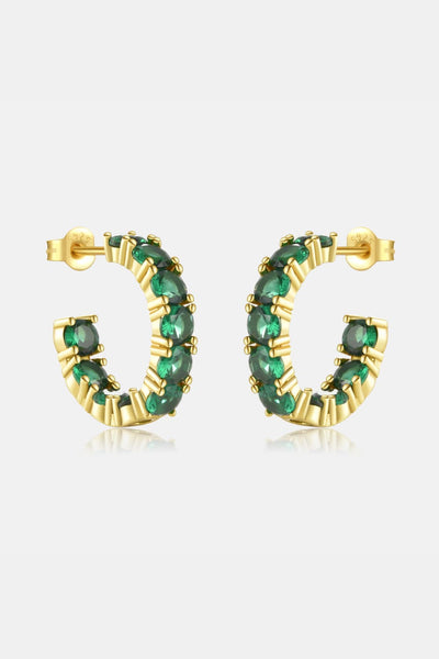 Inlaid Zircon C-Hoop Earrings