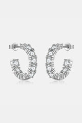 Inlaid Zircon C-Hoop Earrings