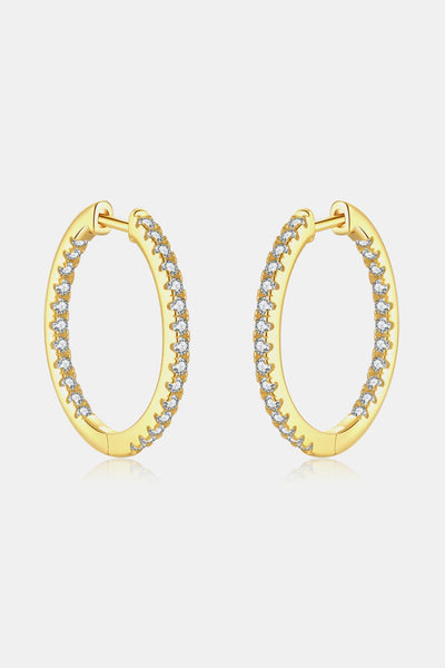 Inlaid Zircon 925 Sterling Silver Huggie Earrings
